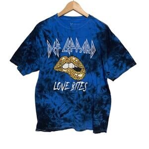Def Leppard Love Bites Tie Dye Retro Graphic Band Tee Large